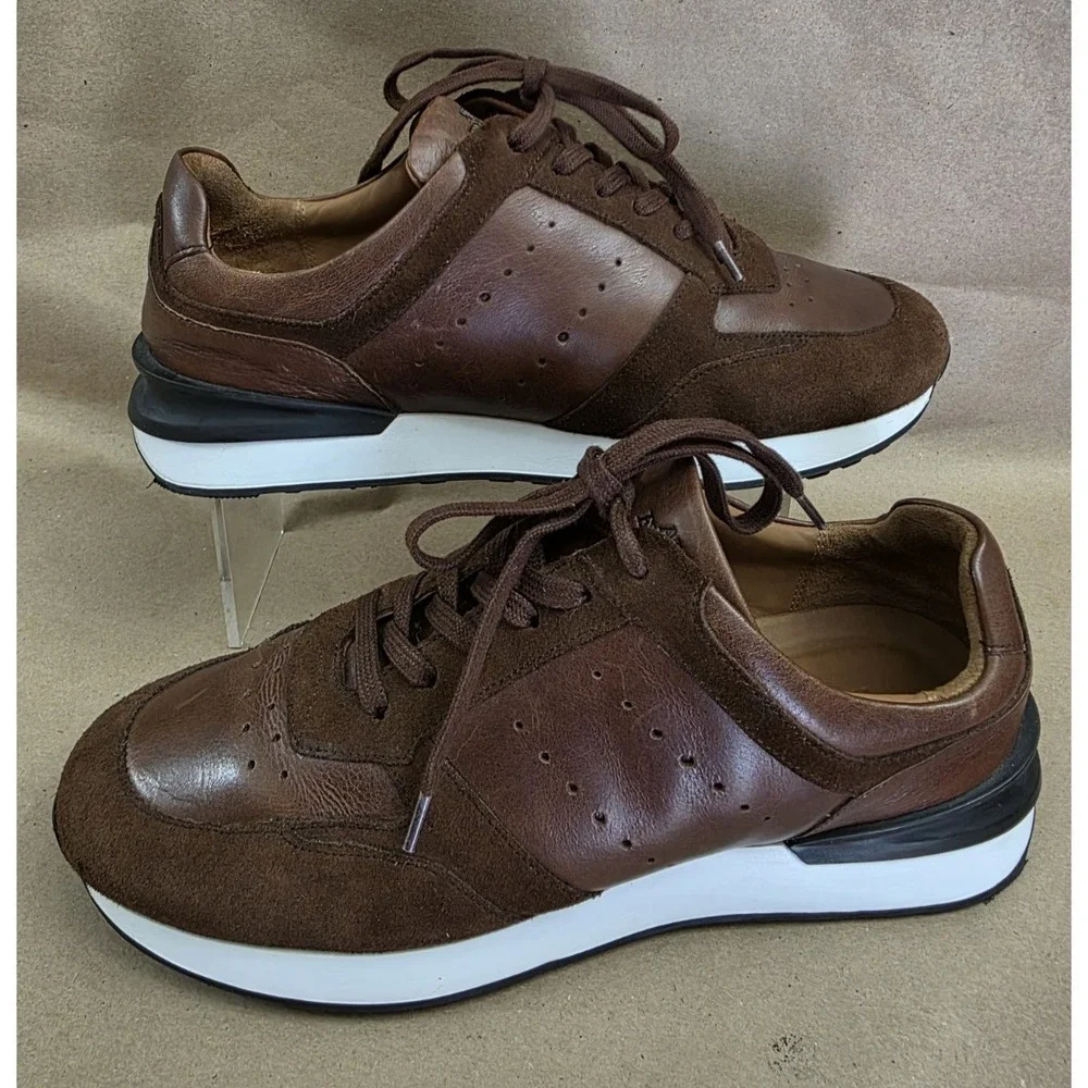 Allen Edmonds (Sz 9.5 D) Emmett Brown Snuff Leather Lace up Casual Sneaker